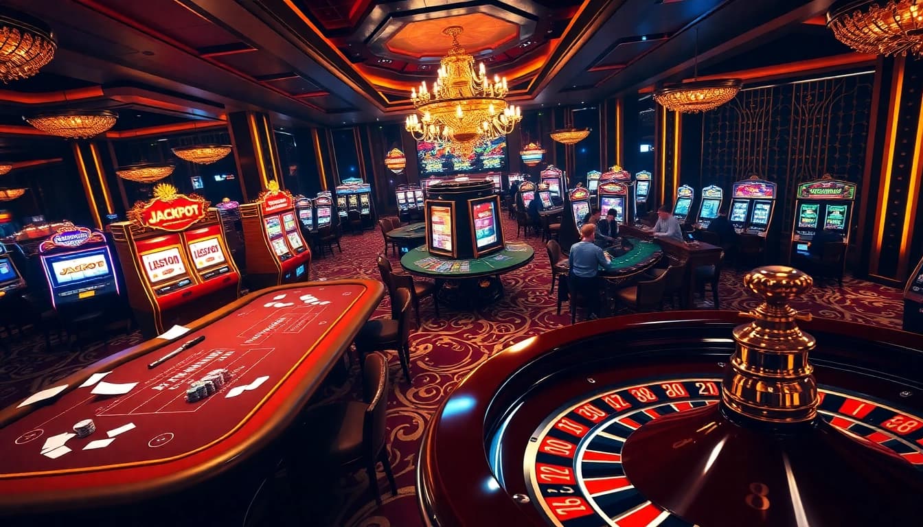 Experience the thrill of high-stakes gambling at VB88 with vibrant casino tables and exciting slot machines.