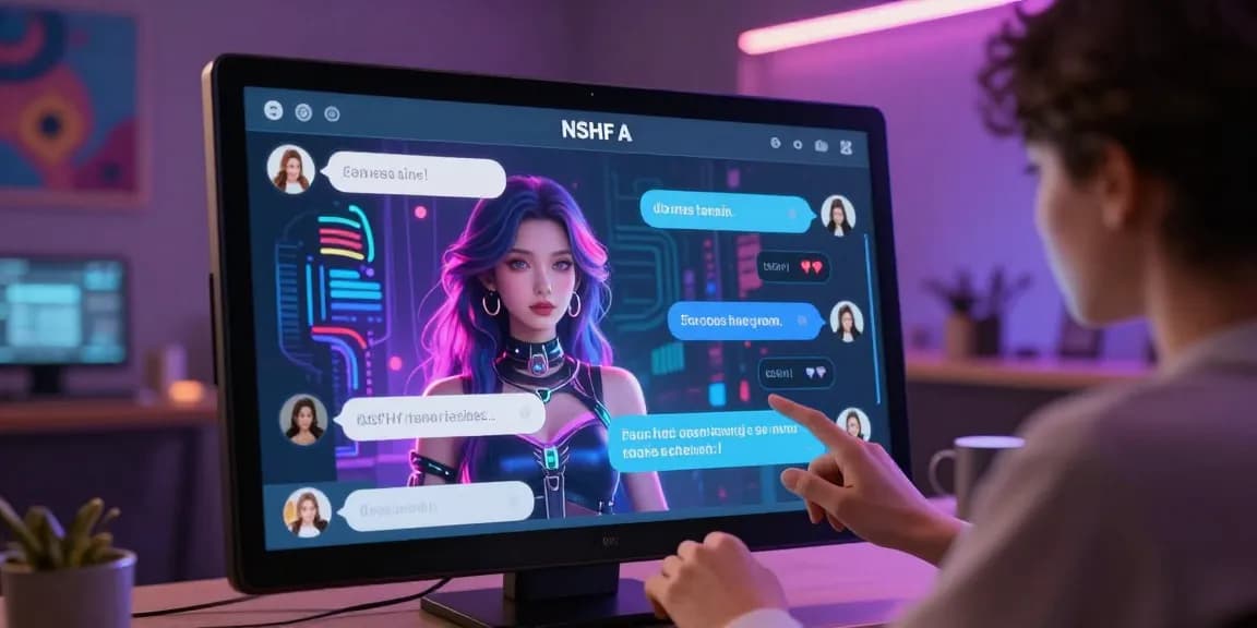 Interactive NSFW AI experience demonstrating engaging character visuals and user interaction within a digital chat interface.