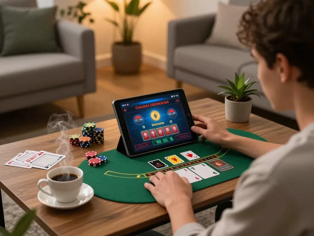 Engaging with Canadian online casinos while playing blackjack at home.