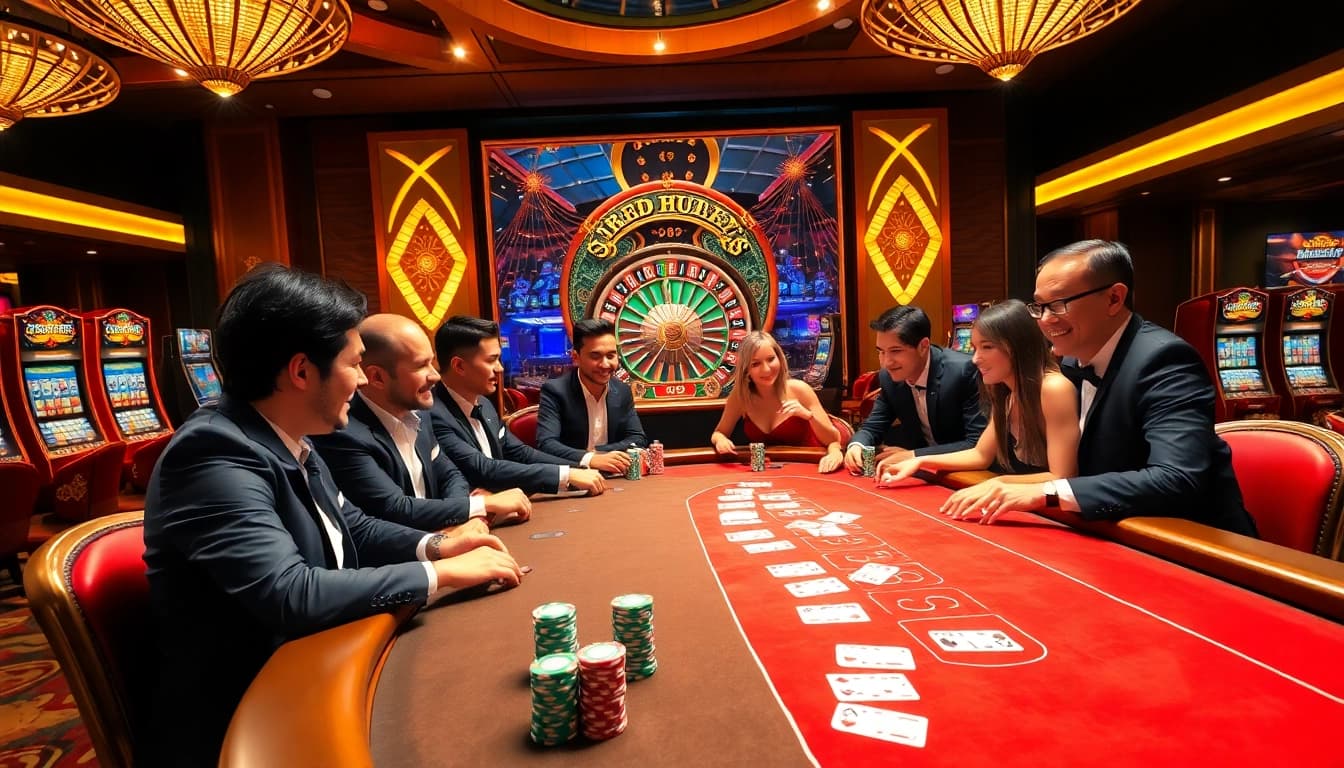 Experience the thrill of gambling with MM 88 at a vibrant casino table filled with excitement.
