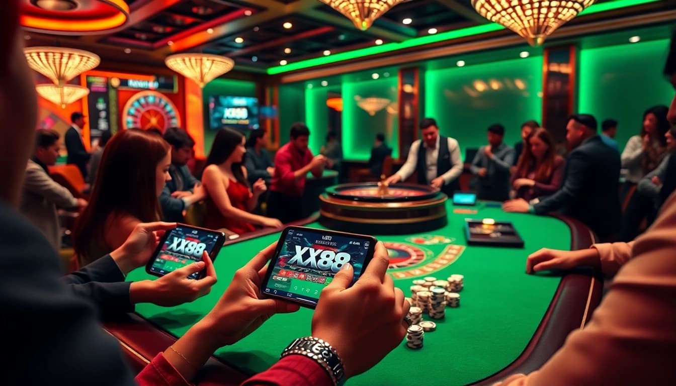 Players enjoying their time at the xx88 casino, engaging in thrilling betting actions.