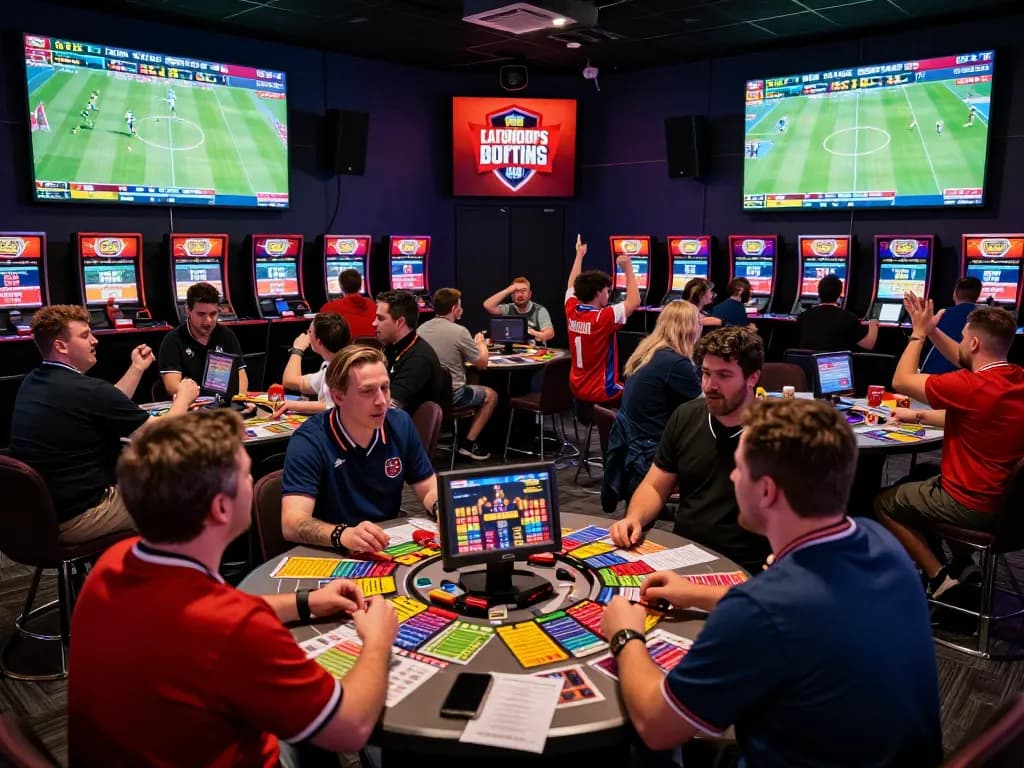 hello88 players engaging in dynamic sports betting with vibrant atmosphere and excitement