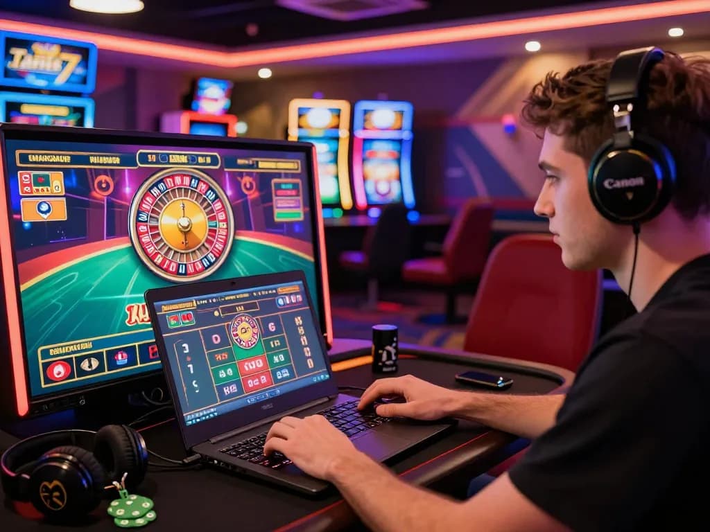 Exciting online gaming scene illustrating a player engaged with Tante77's vibrant live casino.
