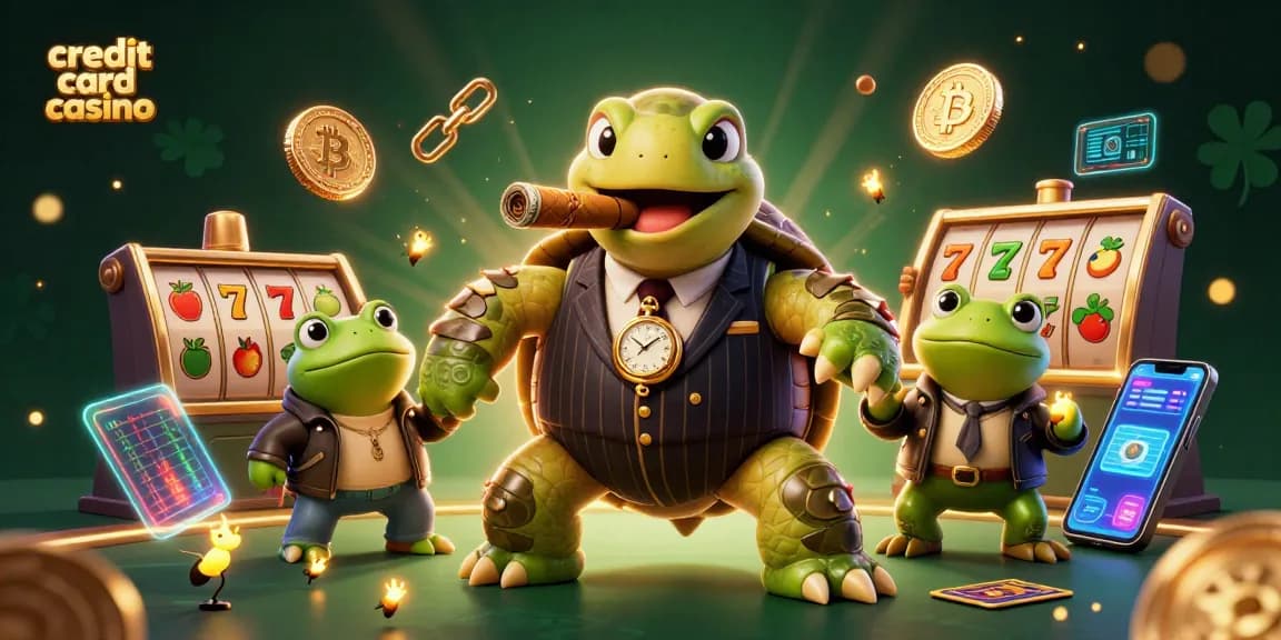 Experience thrilling gameplay at a credit card casino with vibrant characters and entertaining slot elements.