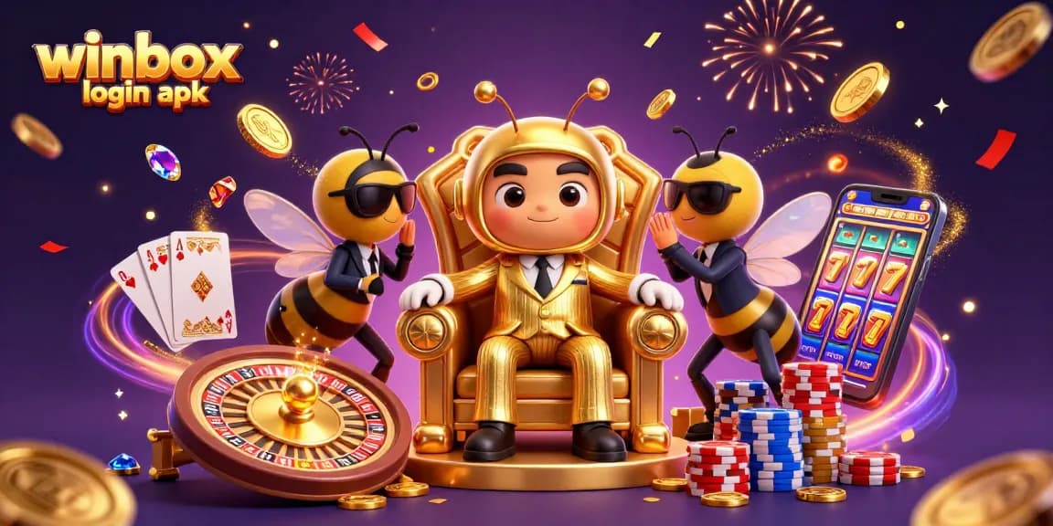 Engage in thrilling gameplay with winbox login apk featuring a dynamic casino scene with 3D characters.
