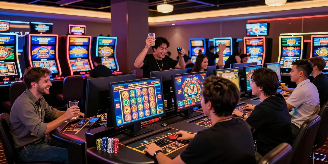 Engaging scene of players at credit card casinos, featuring vibrant gaming atmosphere and neon lights on https://being-there.org.uk.