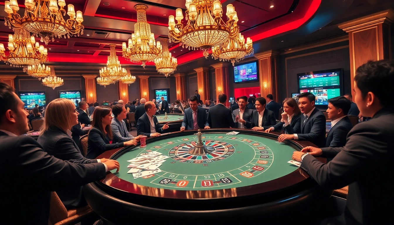 Exciting WW88 casino scene showcasing a vibrant gaming table with players and poker chips.