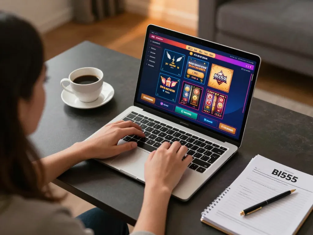 Engaging gaming session on Bl555 with poker strategies in a cozy home setting