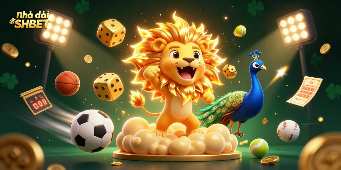 Experience top wins at Nhà cái SHBET with vibrant 3D casino-themed illustration.