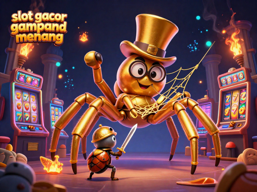 Experience slot gacor gampang menang with exciting slot machines and captivating characters in this lively scene.