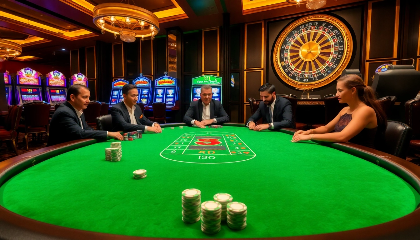 Experience the excitement of gambling at Bem88 with a luxurious poker scene and vibrant casino elements.