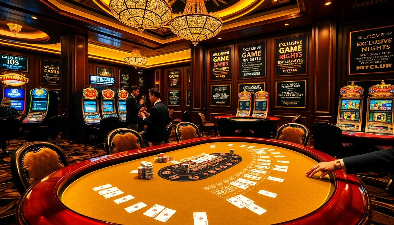 Experience the excitement of HITCLUB at the luxurious casino featuring poker, roulette, and slot machines.