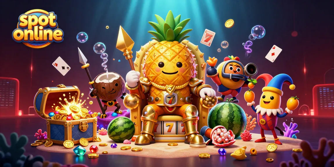 Mainkan slot online dengan karakter kasino yang menawan dan penuh harta karun di latar belakang menyerbu