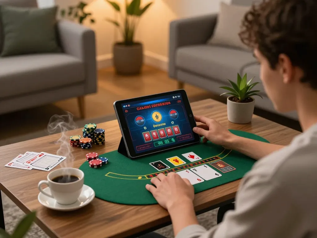Engaging with Canadian online casinos while playing blackjack at home.