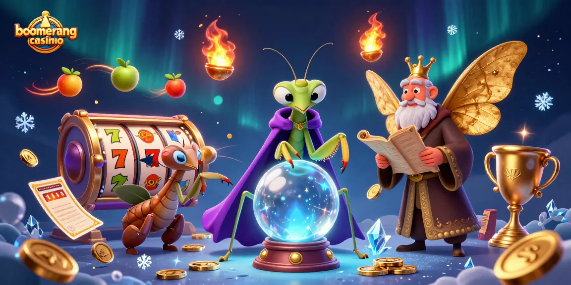 Božična sreča v boomerang casino s slot avtomati in zmagovalnimi simboli.
