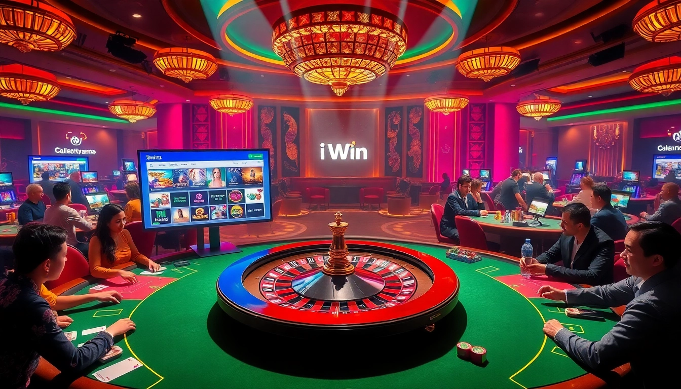 Experience thrilling gameplay with the iWin platform in a luxurious casino setting filled with excitement.