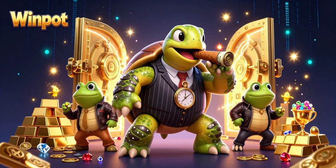 Winpot highlights thrilling gaming with a snapping turtle mobster and bullfrog enforcers in a rich casino setting