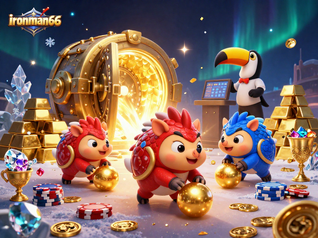 Experience thrilling action with ironman66 featuring pangolins bowling through poker chips.