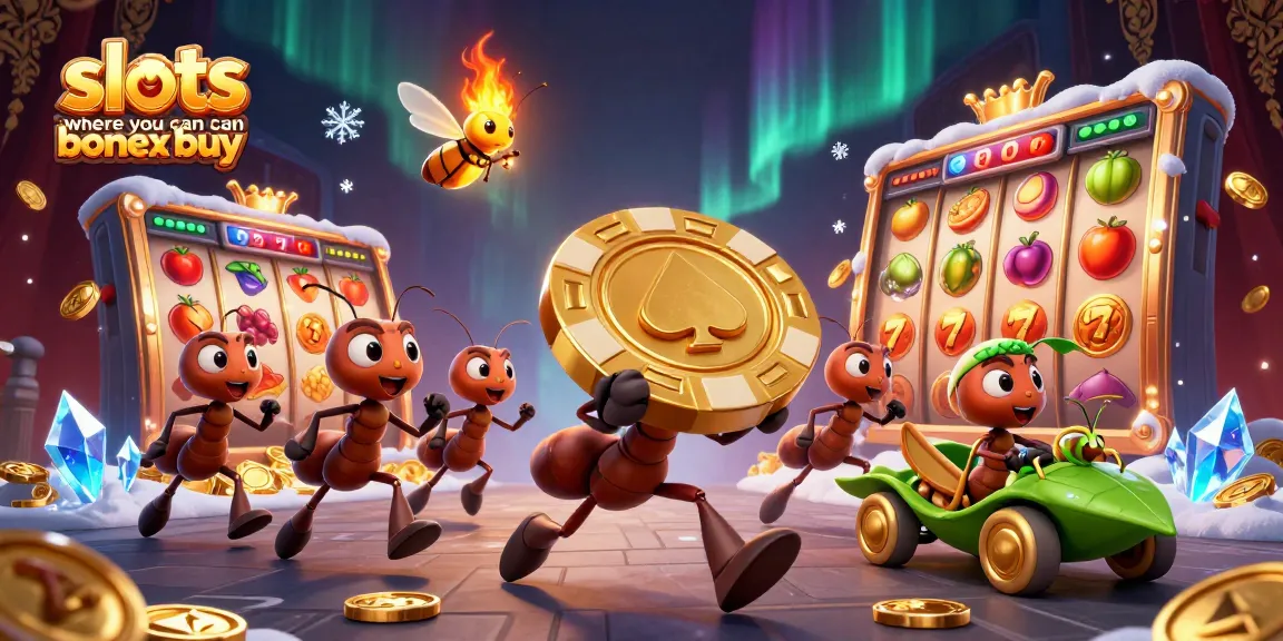 Spin the reels at slots where you can bonus buy while ants carry a giant poker chip.