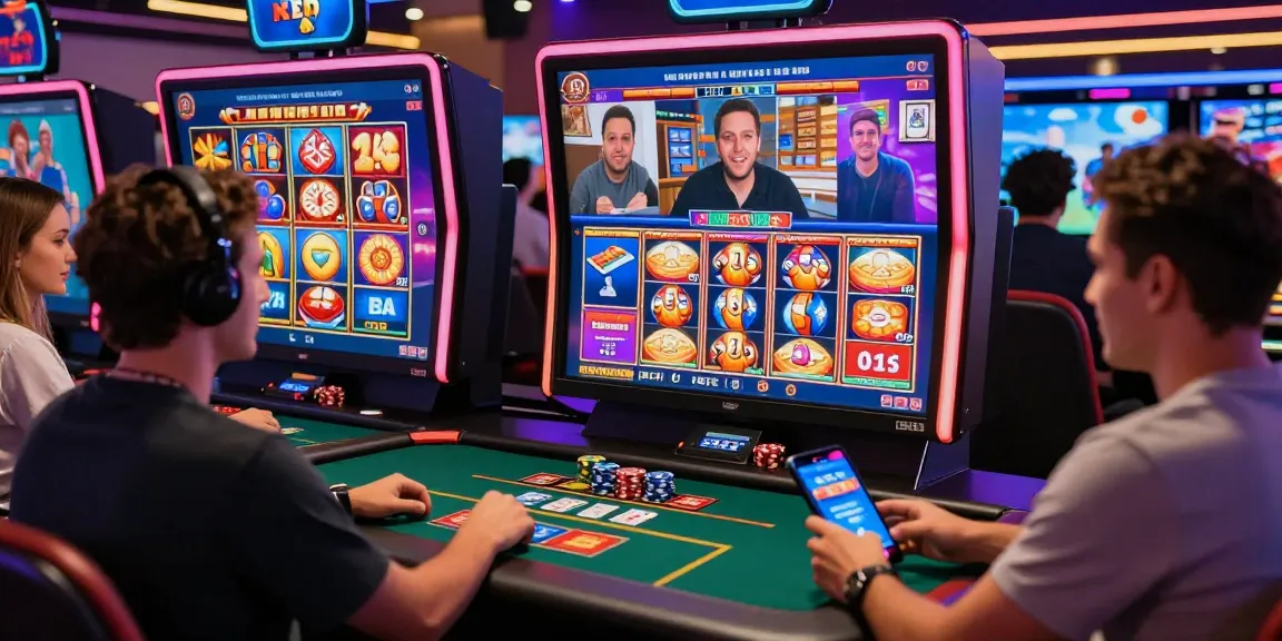 Players engaging with new online casinos on mobile and desktop, showcasing gaming excitement and variety.