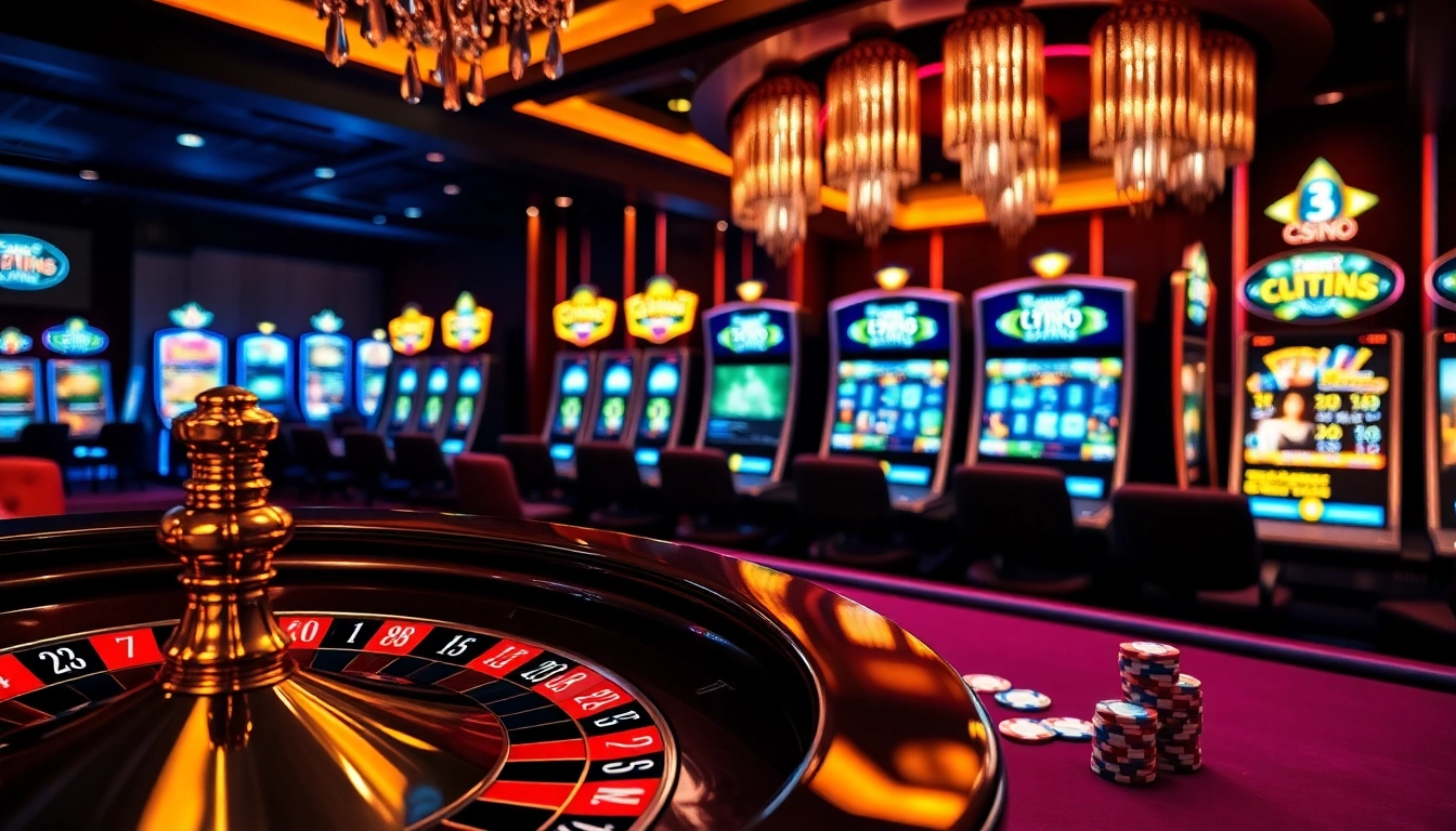 Engaging scene of a casino with live betting action at nhà cái bet88 featuring roulette, poker, and luxury.