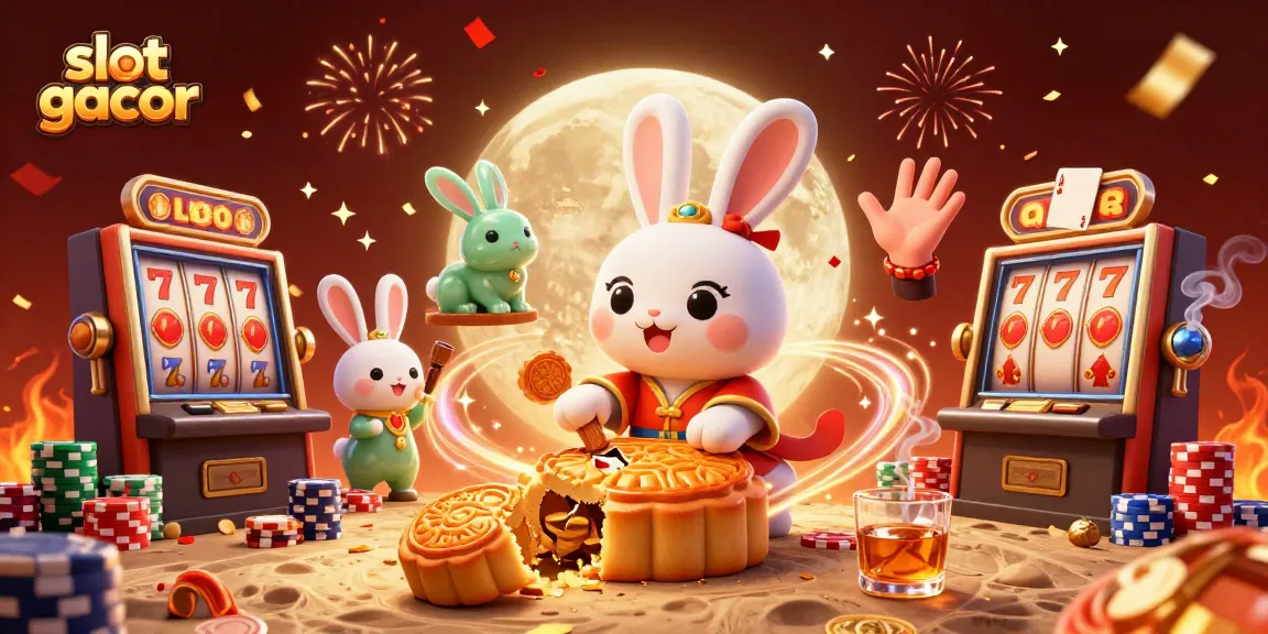 Spin the reels in "slot gacor" with a moon rabbit revealing hidden treasures in a vibrant casino.