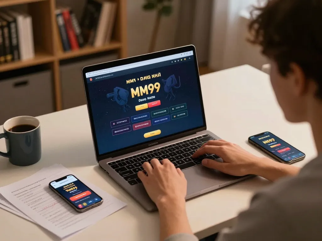 Engaging gameplay on MM99 Đăng Nhập through laptop, focusing on strategic betting insights.