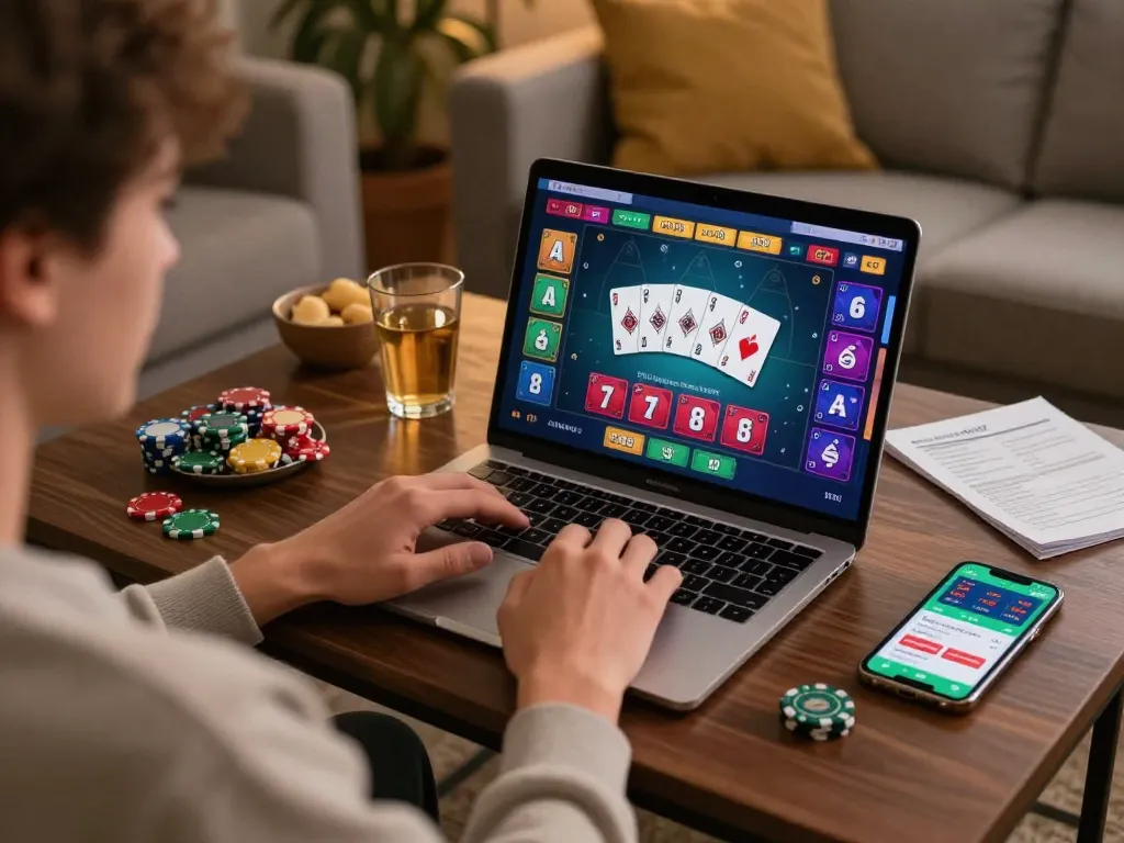 Player enjoying a live dealer game online featuring dh88 from a cozy home setup.