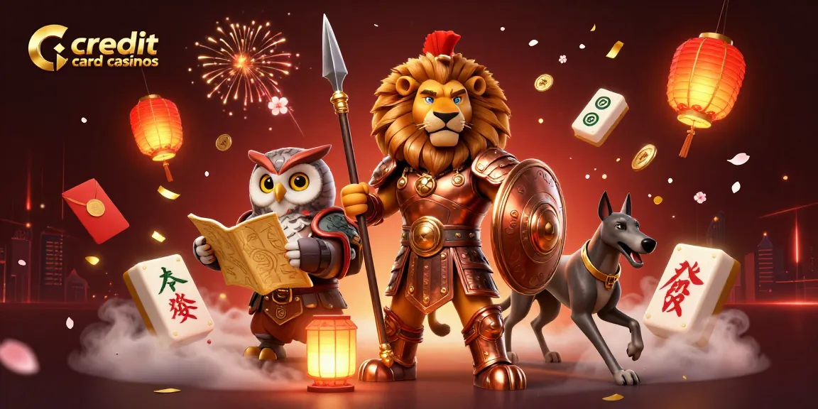 Experience thrilling action at credit card casinos with a powerful trio of characters in a vibrant, lively scene.