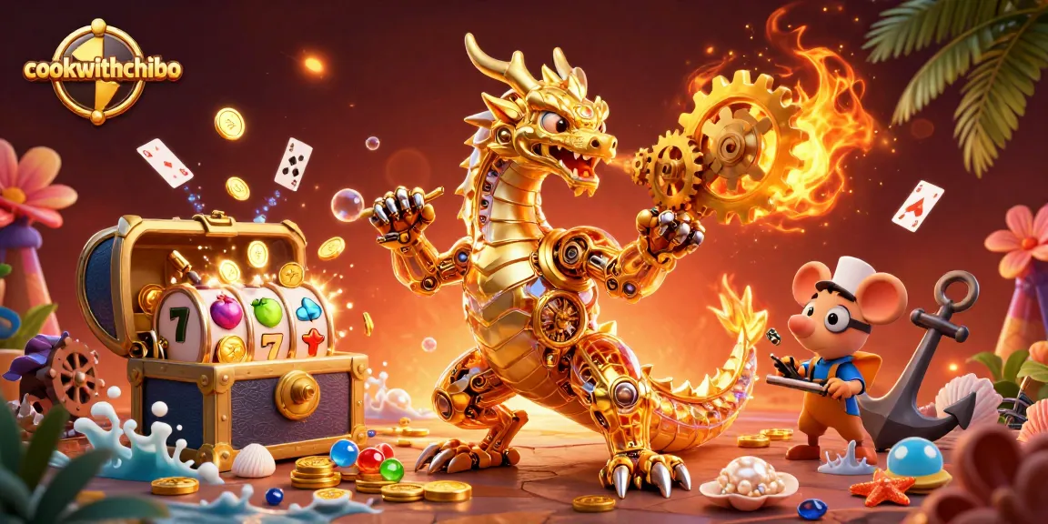 Experience thrilling wins at cookwithchibo with a vibrant casino scene featuring slots and treasure!