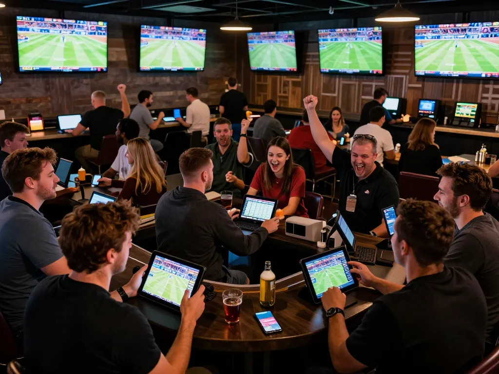 Spectators engaging in dynamic soi keo nha cai sports betting at a vibrant sportsbook.