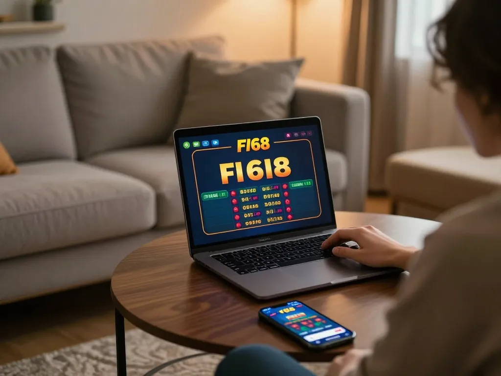 Engage with F168 online casino gaming experience at home, focusing on strategic play.