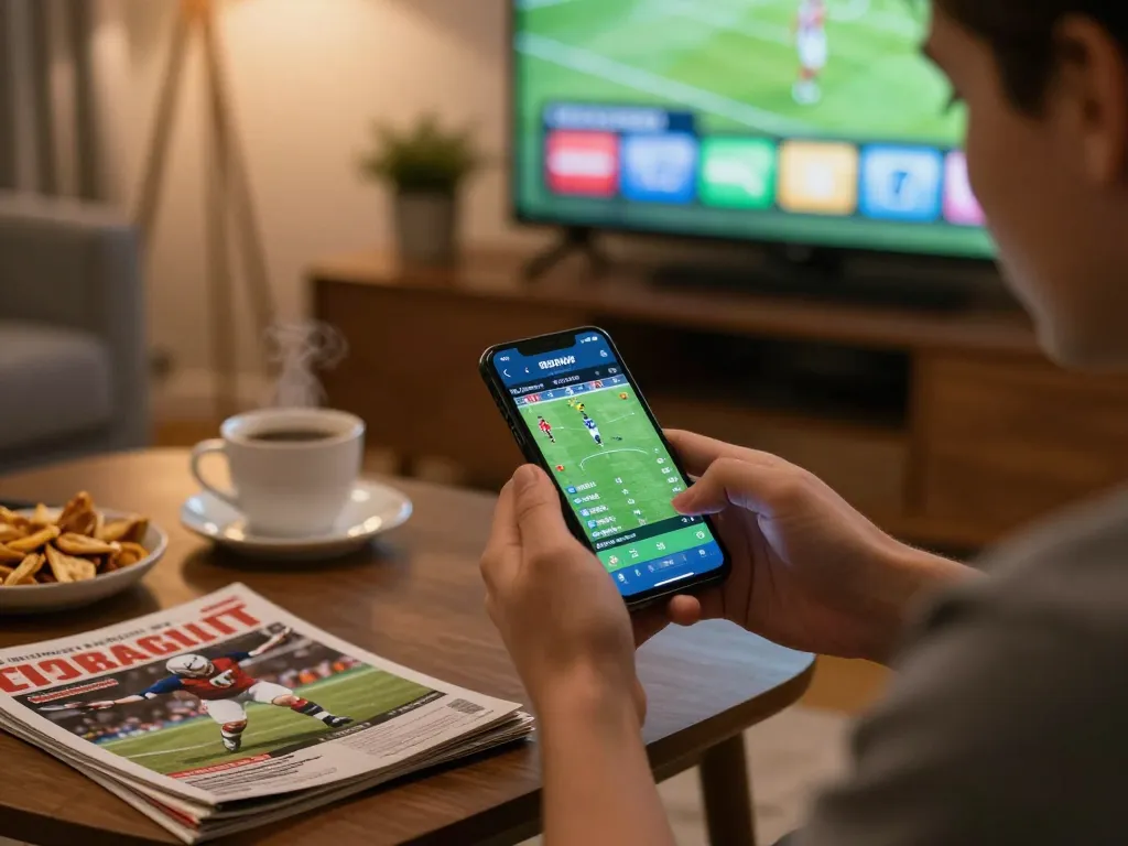 Soi kèo insights displayed on mobile device during an exciting sports betting session at home