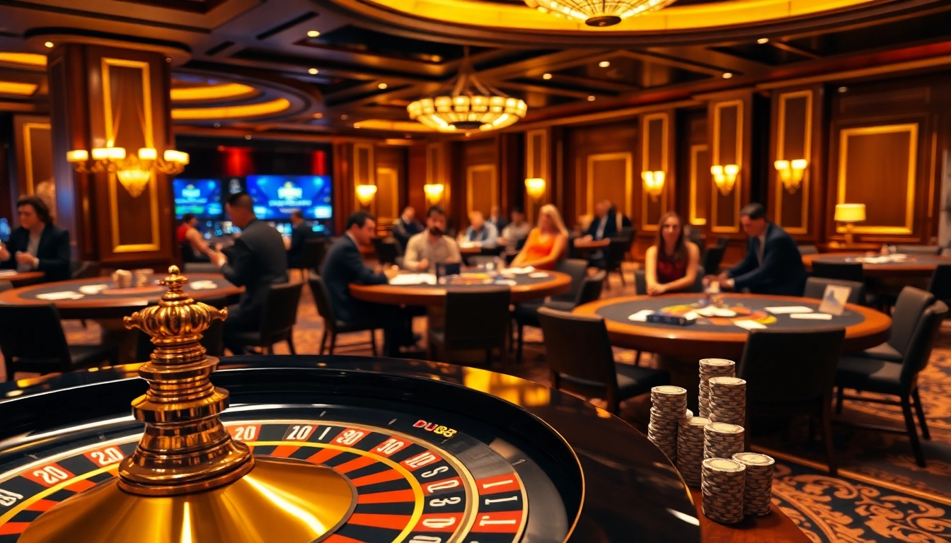 Experience thrilling gameplay at DU88 casino with vibrant poker tables and roulette wheels.