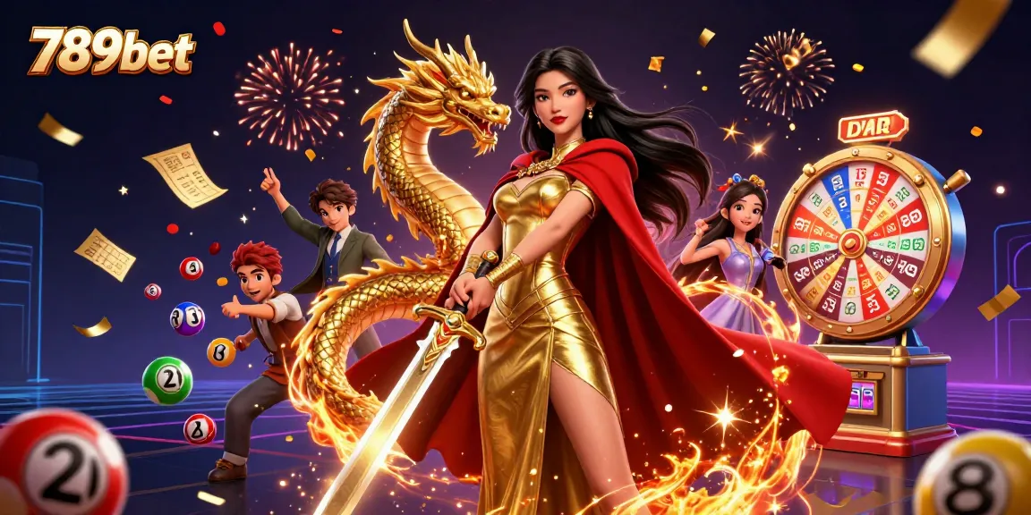 Experience the excitement of 789bet with vibrant lottery elements and a warrior queen empowering the game.