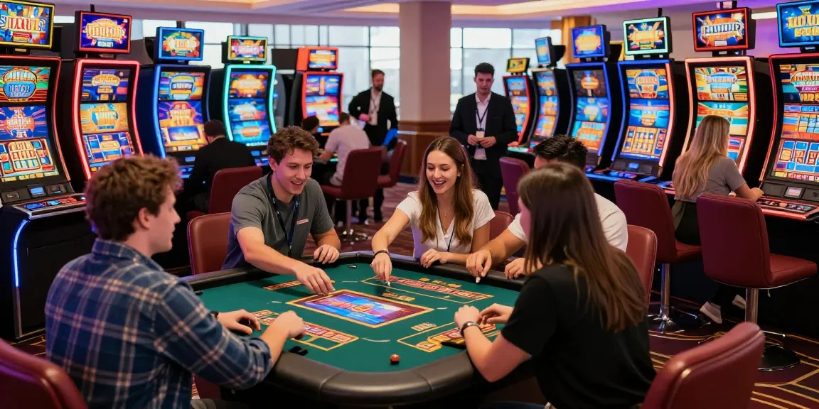 Exciting atmosphere at a non-UK casino featuring friends enjoying games and vibrant slot machines, highlighting https://tootingpharmacypractice.co.uk/ experience.