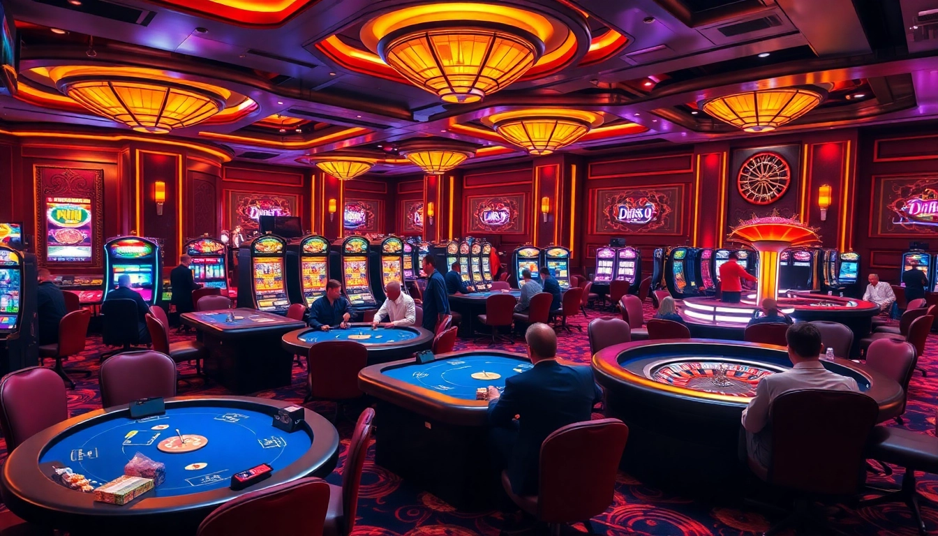 DH88 casino experience showcasing engaging poker tables and vibrant slot machines.