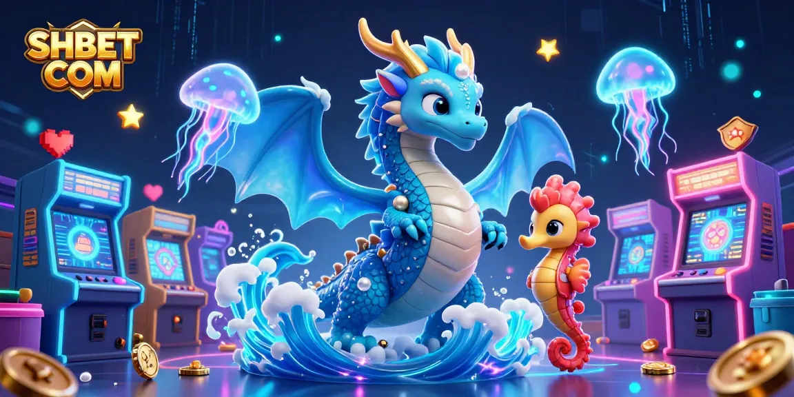 Experience excitement with SHBET COM's vibrant 3D casino scene featuring a dragon and seahorse knight.