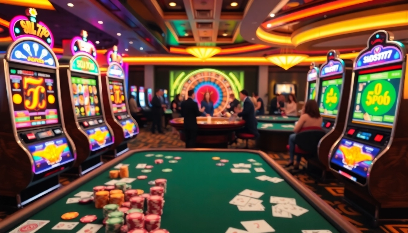 Players enjoying thrilling games at slots777 in a vibrant casino atmosphere.