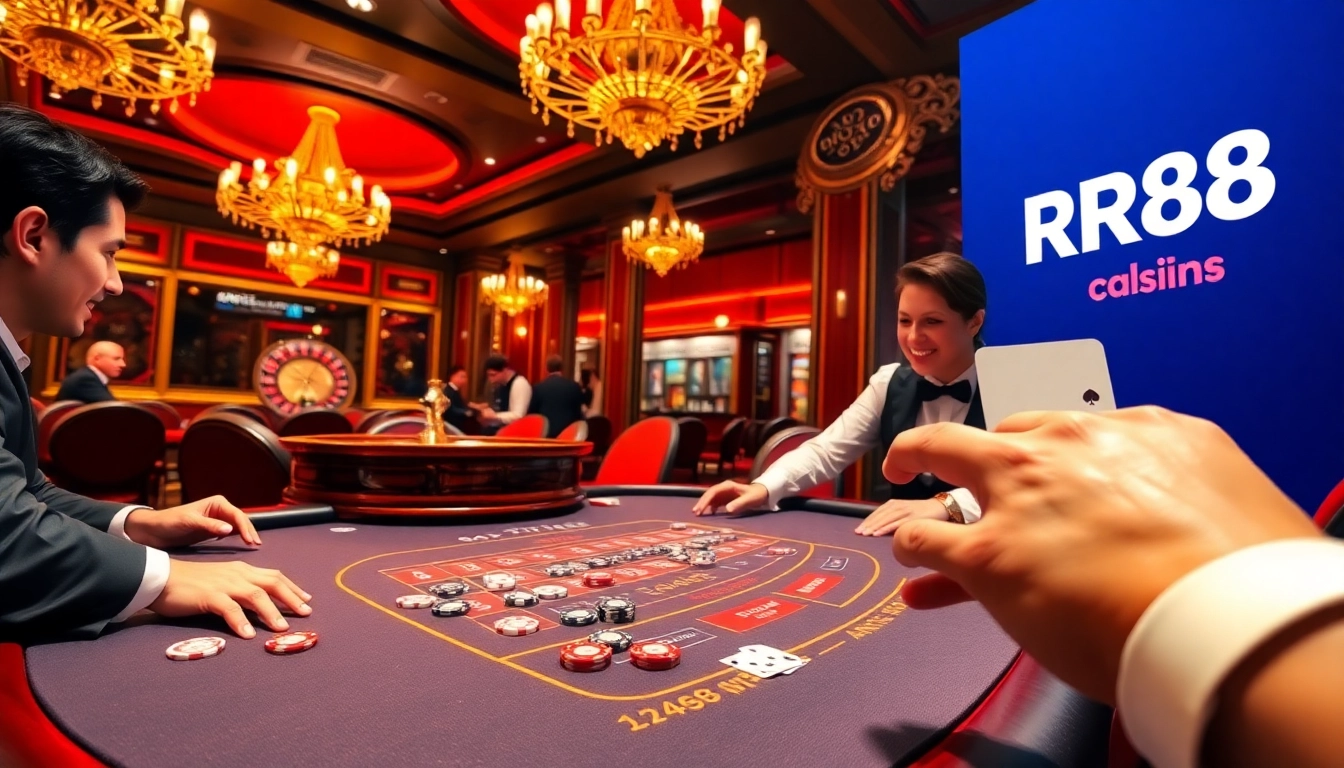 Experience excitement at RR88 casino tables with players immersed in thrilling gameplay.