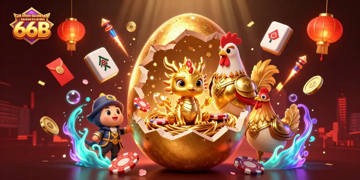 Cách thu thập code bắn cá nổ hũ 66B illustrated as a golden dragon and poker chips in a vibrant casino scene