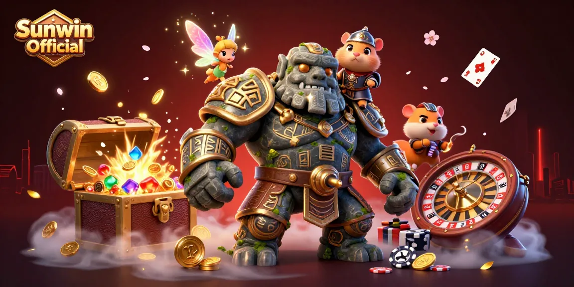 Experience the thrill of gaming at Sunwin Official with vibrant characters and rich casino elements.