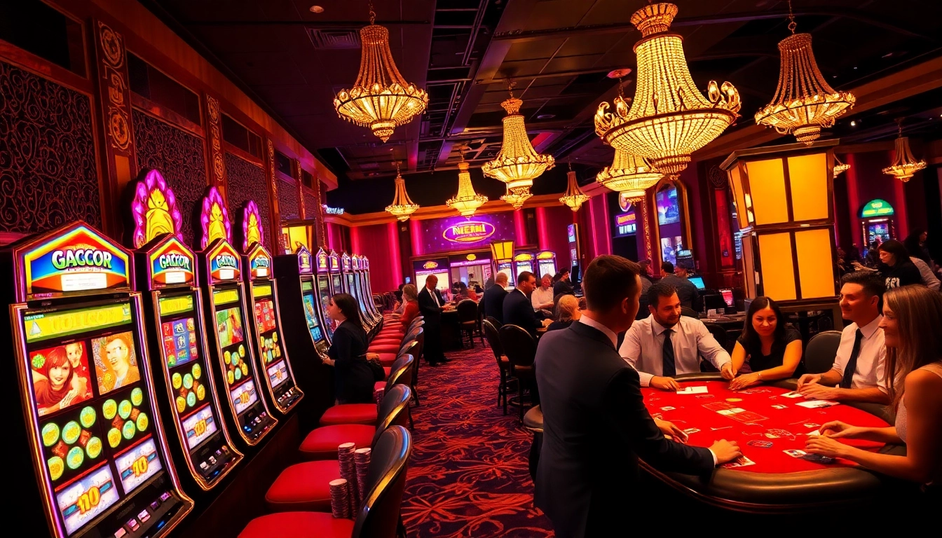 Players enjoying exciting slot gacor wins in a luxurious casino setting