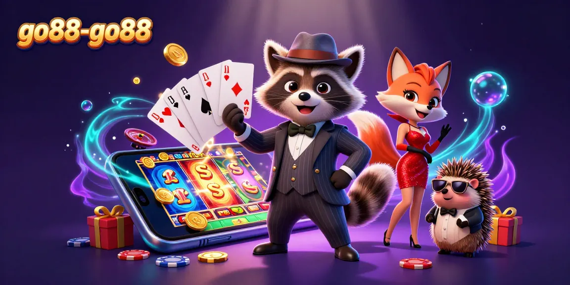 Experience the vibrant world of go88-go88 with an engaging casino illustration featuring lively characters and dynamic gaming elements.