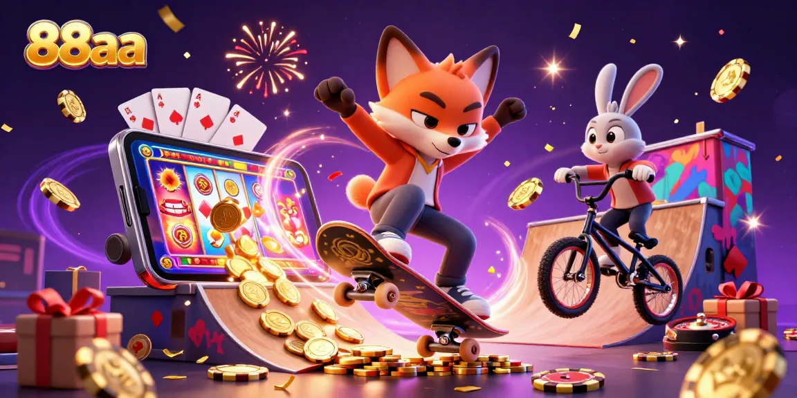 Experience thrilling gaming adventures with 88aa's vibrant characters and casino elements.