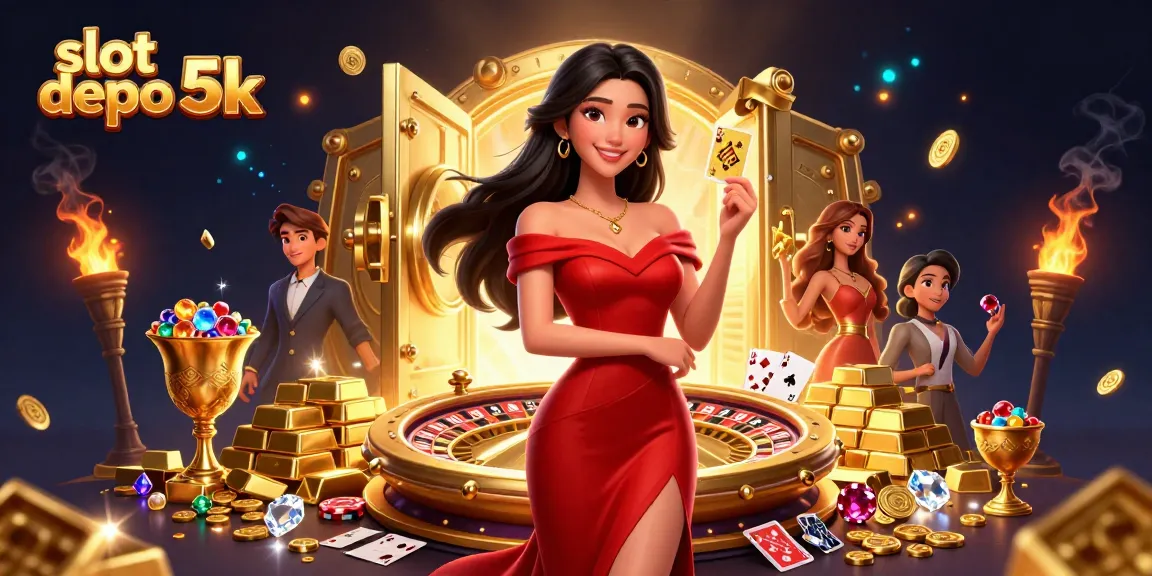 Experience the thrill of slot depo 5k action with vibrant graphics and golden elements.