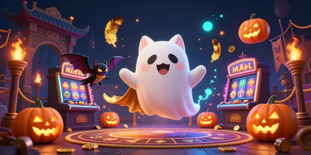 Permainan situs toto mendebarkan dengan kucing hantu dan kostum ceria dalam kasinonya.