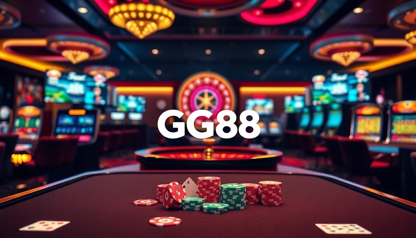 Experience the thrill of betting at GG88 with vibrant casino colors and luxurious game settings.