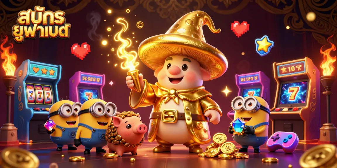 Engage with สมัครยูฟ่าเบท through a dynamic 3D cartoon illustration showcasing casino elements.