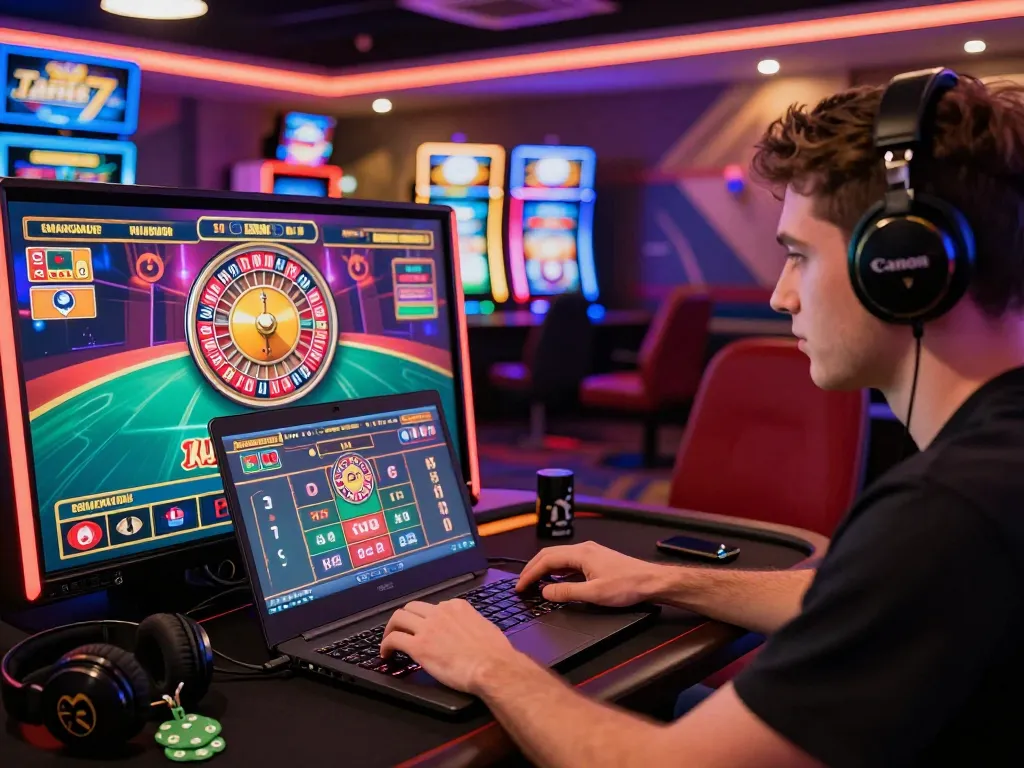 Exciting online gaming scene illustrating a player engaged with Tante77's vibrant live casino.